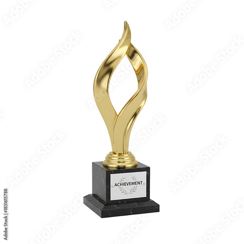 Golden award trophy on black background