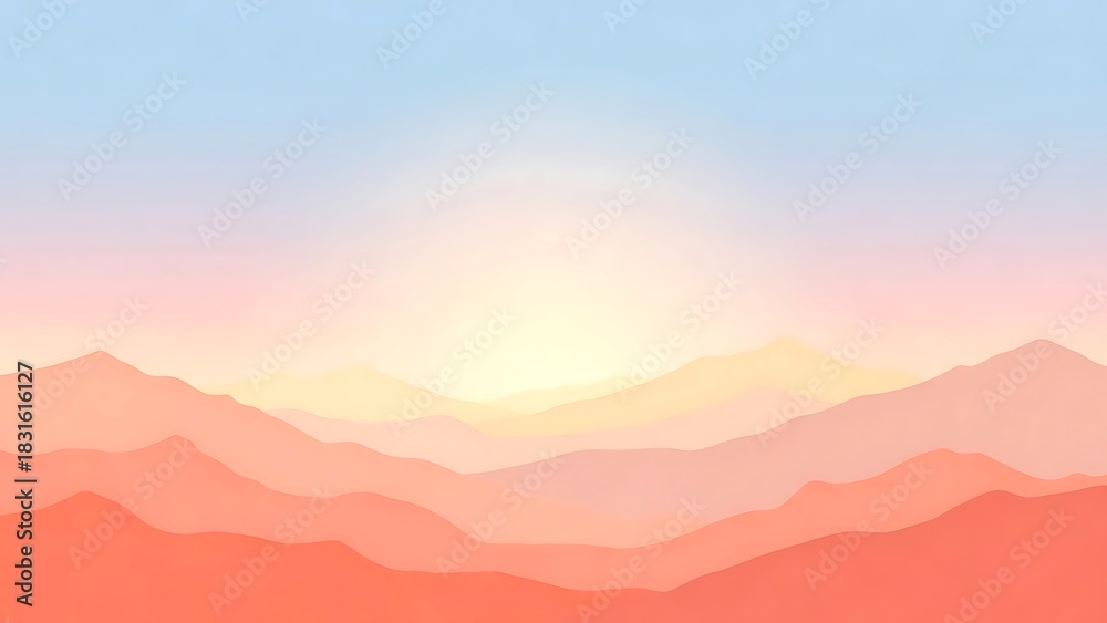 Obraz premium Minimal Sunrise Mountain Silhouette Abstract Collection