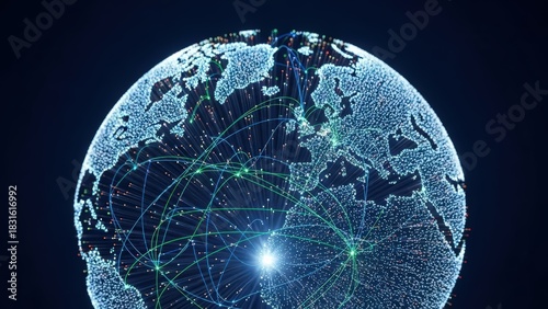 Digital Earth with Global Network Connections and Data Visualization
