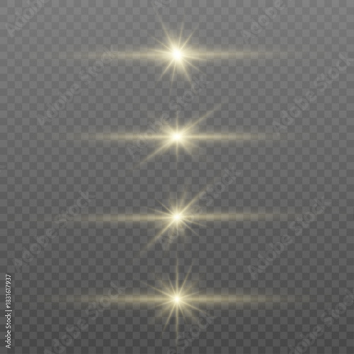 Golden starburst with sparkling glitter, glowing light trails, and radiant flare effects. Transparent background suitable for magical, festive, or futuristic designs. 