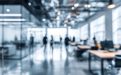 Wallpaper Mural Abstract blurred interior modern office space with business people working banner background with copy space. High quality. High quality Torontodigital.ca