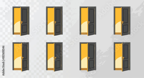 Open doors collection with transparent background