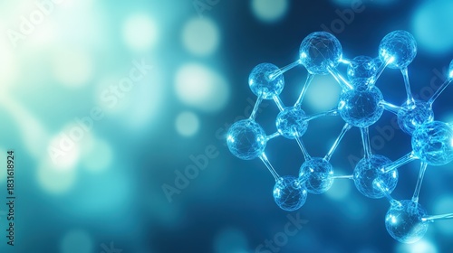 Futuristic molecular structure visual with glowing connections and soft light background for scientific themes
