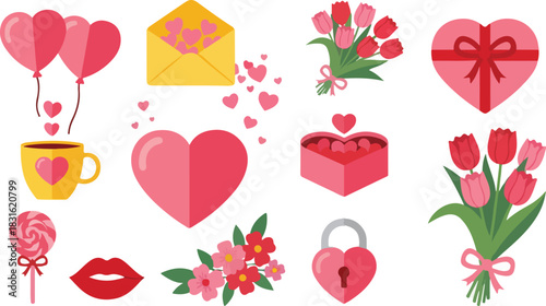 Valentines day love elements set collection vector art