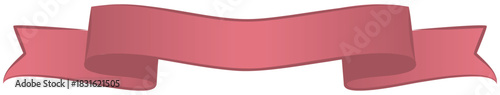 Elegant three-fold ribbon banner in a soft pink/rose color, featuring a gentle curve. A charming vector element ideal for feminine branding, event titles, Valentine's Day, and holiday announcements