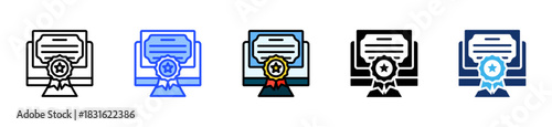 Online Certification Icon Collection With Multiple Styles