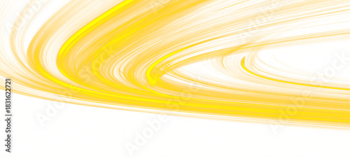 Neon spiral lines in yellow twist into glowing arcs. Sparkling highlights simulate energy flow in futuristic abstract backgrounds. Transparent PNG for digital design projects.