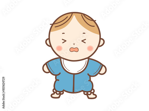 泣き顔の男の子の赤ちゃん