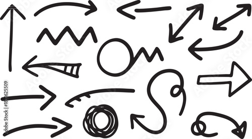 Hand-Drawn Arrow Clipart Set: Black Sketch Arrows, Directional Doodle Arrow Designs