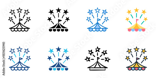 Festival icon set multiple style vector collection. Editable Stroke
