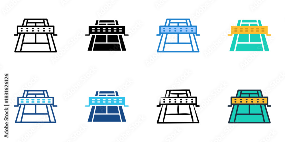 Fototapeta premium Tennis court icon set multiple style vector collection. Editable Stroke