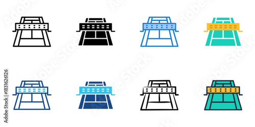 Tennis court icon set multiple style vector collection. Editable Stroke
