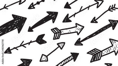 Hand-Drawn Arrow Clipart: Black Sketch Arrows, Curved Doodle & Directional Arrow Designs
