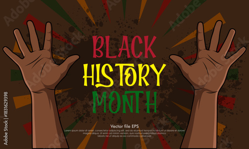 Black history month celebration with waving hand symbol