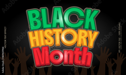 Vector text black history month illustration with editable text effects