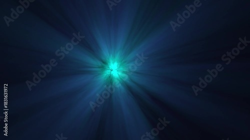 Energetic Teal Light Burst Video: Abstract, Cosmic, Dynamic Background