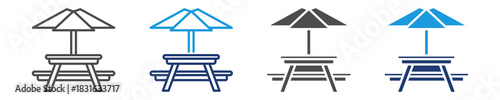 picnic table icon set multiple stryle