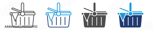 picnic basket icon set multiple stryle