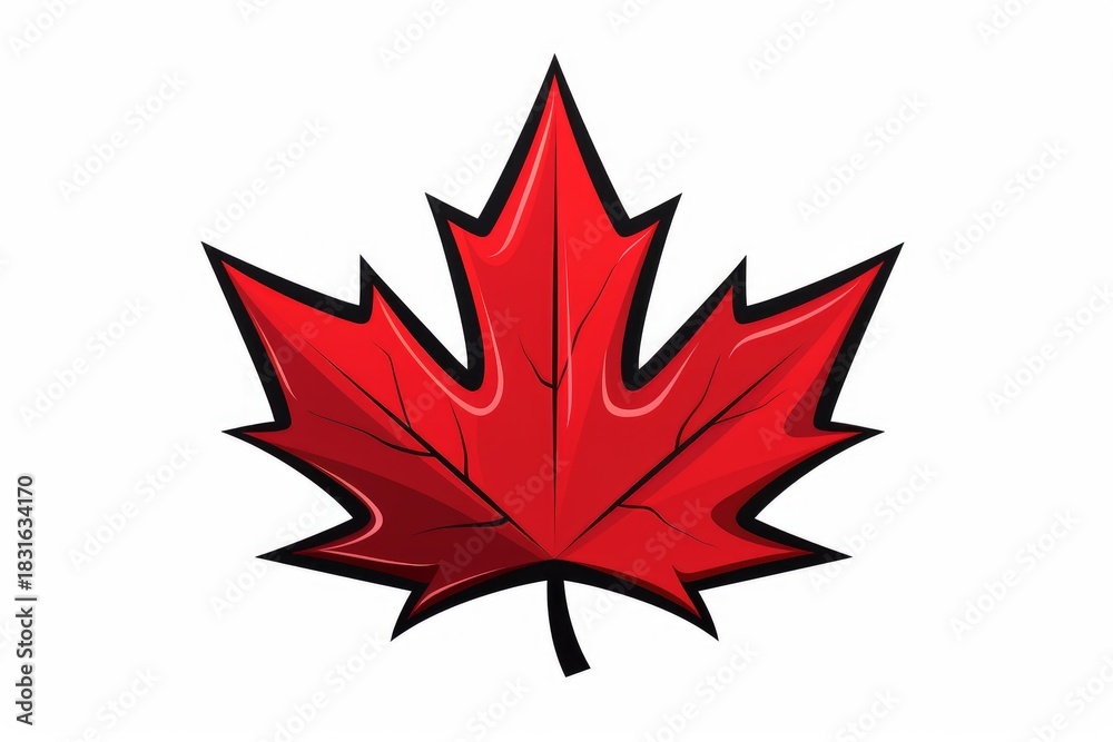 Naklejka premium Glossy red maple leaf, a symbol of canada, embodying its natural beauty and national pride