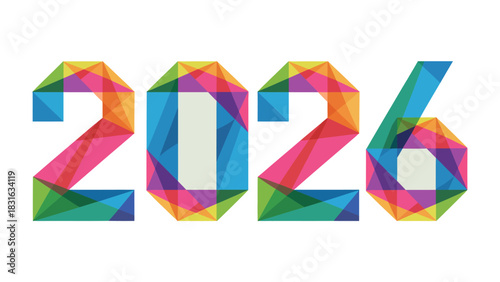 Vibrant Horizon: Celebrating the upcoming year, a captivating display of colorful numerals forms the year 2026, radiating optimism and a sense of fresh beginnings.