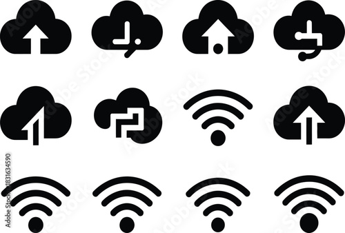 Cloud and wi-fi icons set