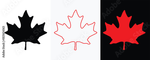 Maple leaf silhouette, Canadian maple leaf icon, Maple leaf logo