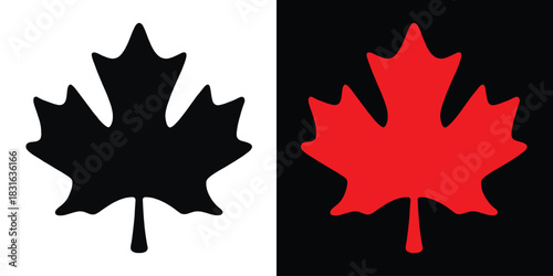 Maple leaf silhouette, Canadian maple leaf icon, Maple leaf logo
