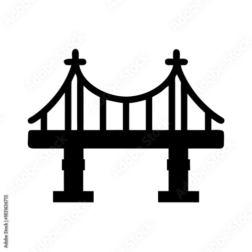 hanging bridge vector illustration in outline style