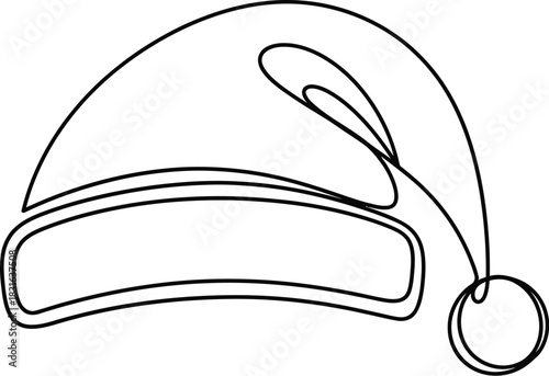Minimalist santa hat line drawing on white background for holiday designs