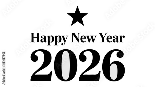 New Year 2026 Celebration: A modern and sleek design congratulating everyone. The image embodies anticipation, new beginnings, hope, and aspirations for the approaching year.