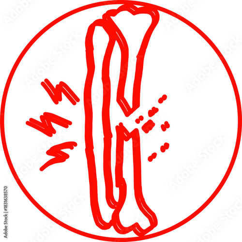 Bold red abstract symbol with vertical shapes, dynamic marks, and energetic accents enclosed in a circle, creating a striking modern graphic design.