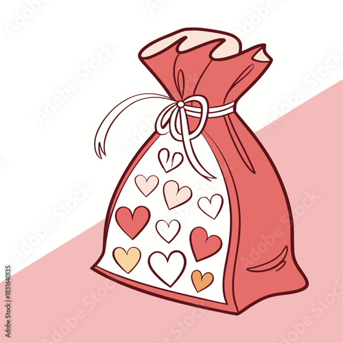 Wallpaper Mural Vector illustration of a red bag with a heart for a bride in a vintage wedding design with flowers and patterns Torontodigital.ca