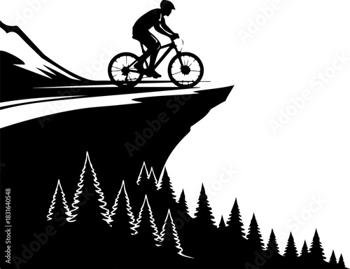 Cyclist on Mountain Trail Vector