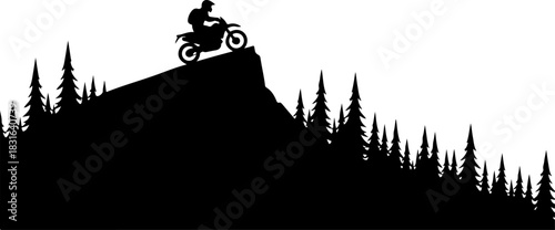 Cyclist on Mountain Trail Vector