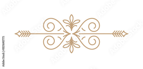 An ornate decorative flourish with arrows serves as a divider on a white background.