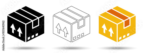 Package icon. Package icon on a white background, isolated. The icon has three uses in applications and websites. Vector illustration. Package icon on a white background.
