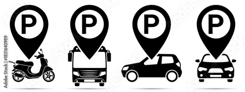 Parking icon. Parking icon on a white background, isolated. The icon has three uses in applications and websites. Vector illustration. Parking icon on a white background.