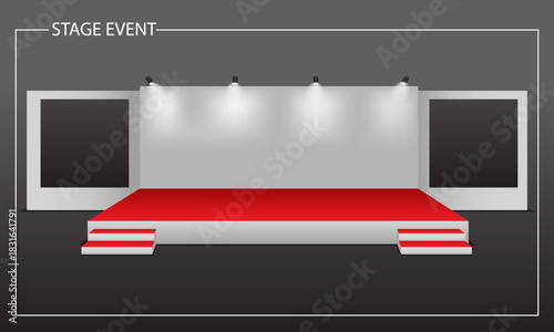 3D illustration of an even stage with an empty background and two LCDs, Vector Illustration