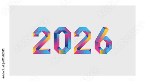 Year 2026 Typography: A contemporary 2026 digital graphic, where a unique font elegantly displays the year, promising a glimpse into future. 