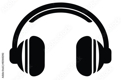 headphone black and white silhouette on white background