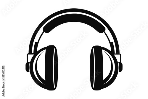 headphone black and white silhouette on white background