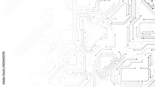 White Circuit Board Background with Modern Tech Chip Line Pattern, Ideal for Technology, Semiconductor, and Digital Themes. Vector Illustration.