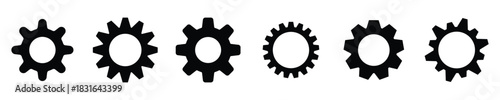Black gears mechanism and cog wheel isolated on white. Gear setting vector icon set. construction concept. Cogwheel icons vector.
