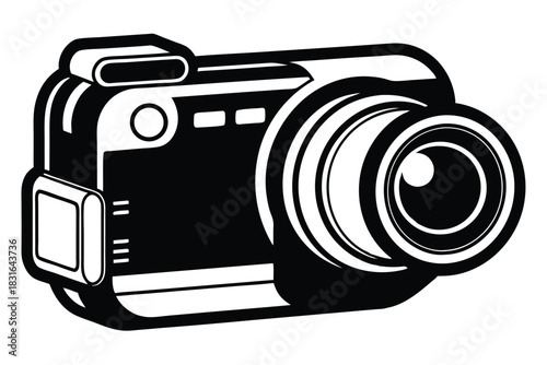 handycam black and white silhouette on white background