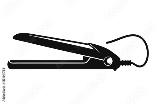 hair straightener black and white silhouette on white background