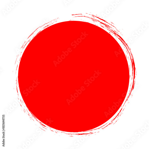 Abstract red circle brush stroke on black