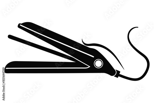 hair straightener black and white silhouette on white background
