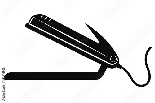 hair straightener black and white silhouette on white background