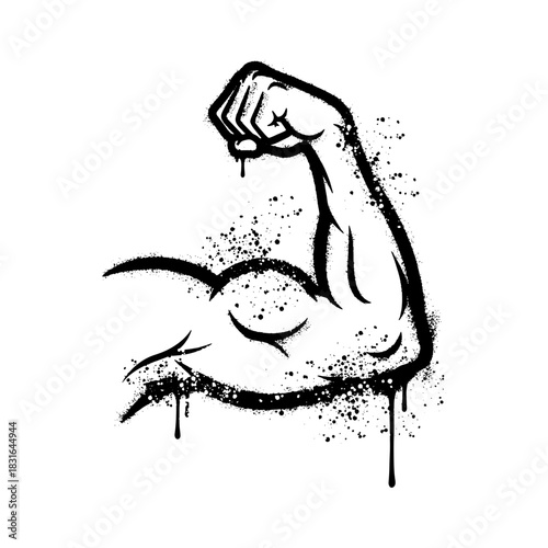Graffiti Spray Paint Biceps Muscle Arm Strong Gym Logo