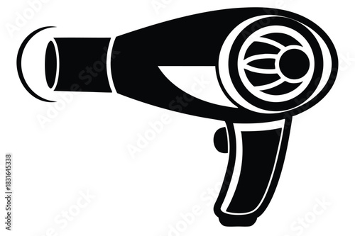 hair dryer black and white silhouette on white background